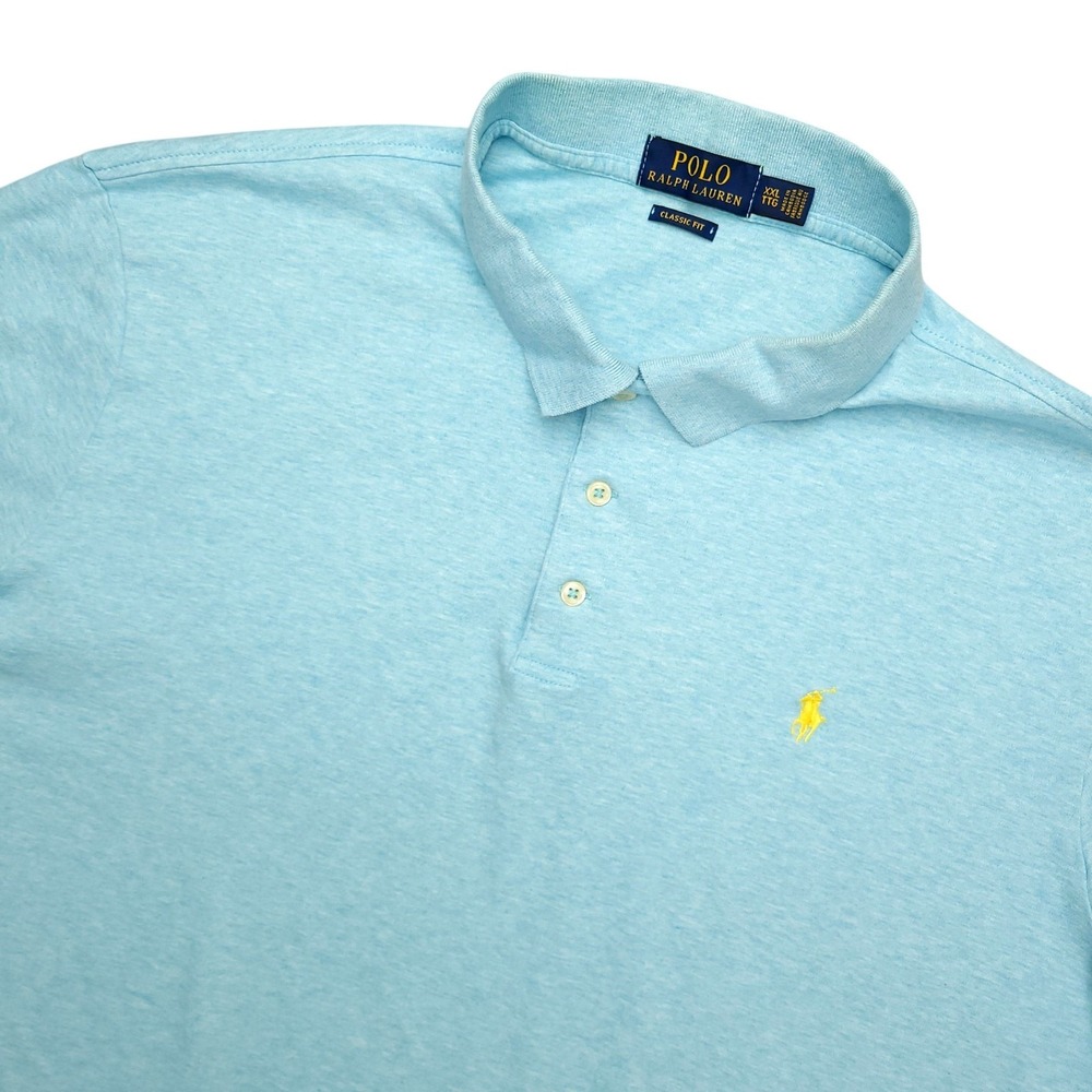 Polo Ralph Lauren Polo Shirt Mens 2XL Blue Classic Fit Cotton Pony‎ Logo Top